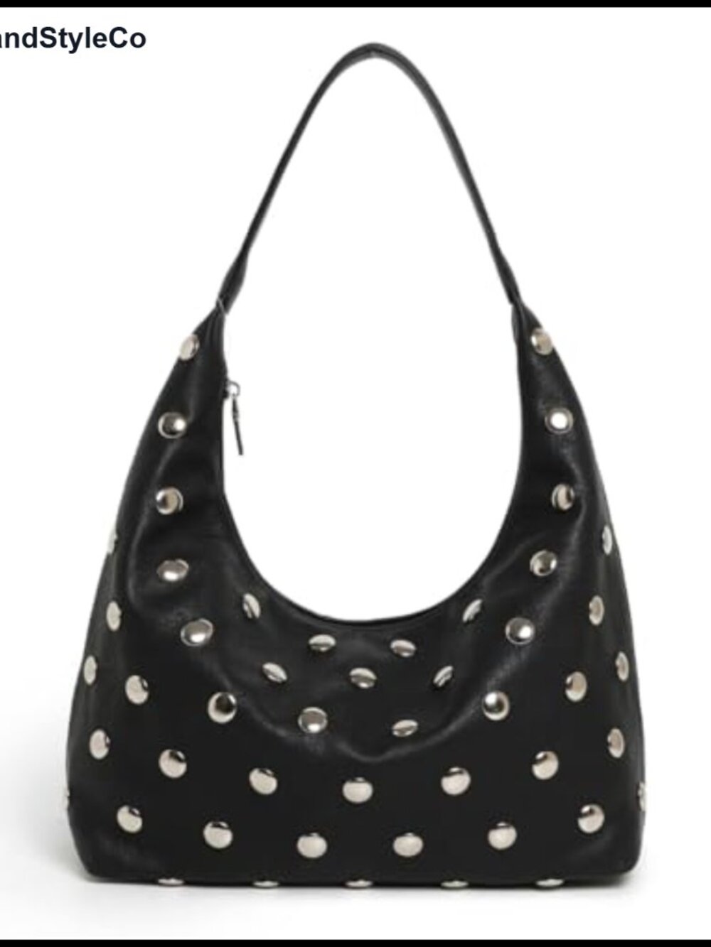 Studded Hobo Handbag Vegan Leather Slouchy Shoulder Purse Women Tote